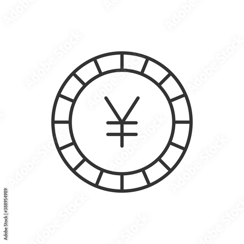 Yuan coin. Current currency symbol. Vector black icon.