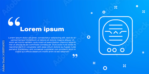White line Attitude indicator is an instrument used in an aircraft to inform the pilot of the orientation of the aircraft icon isolated on blue background. Vector.