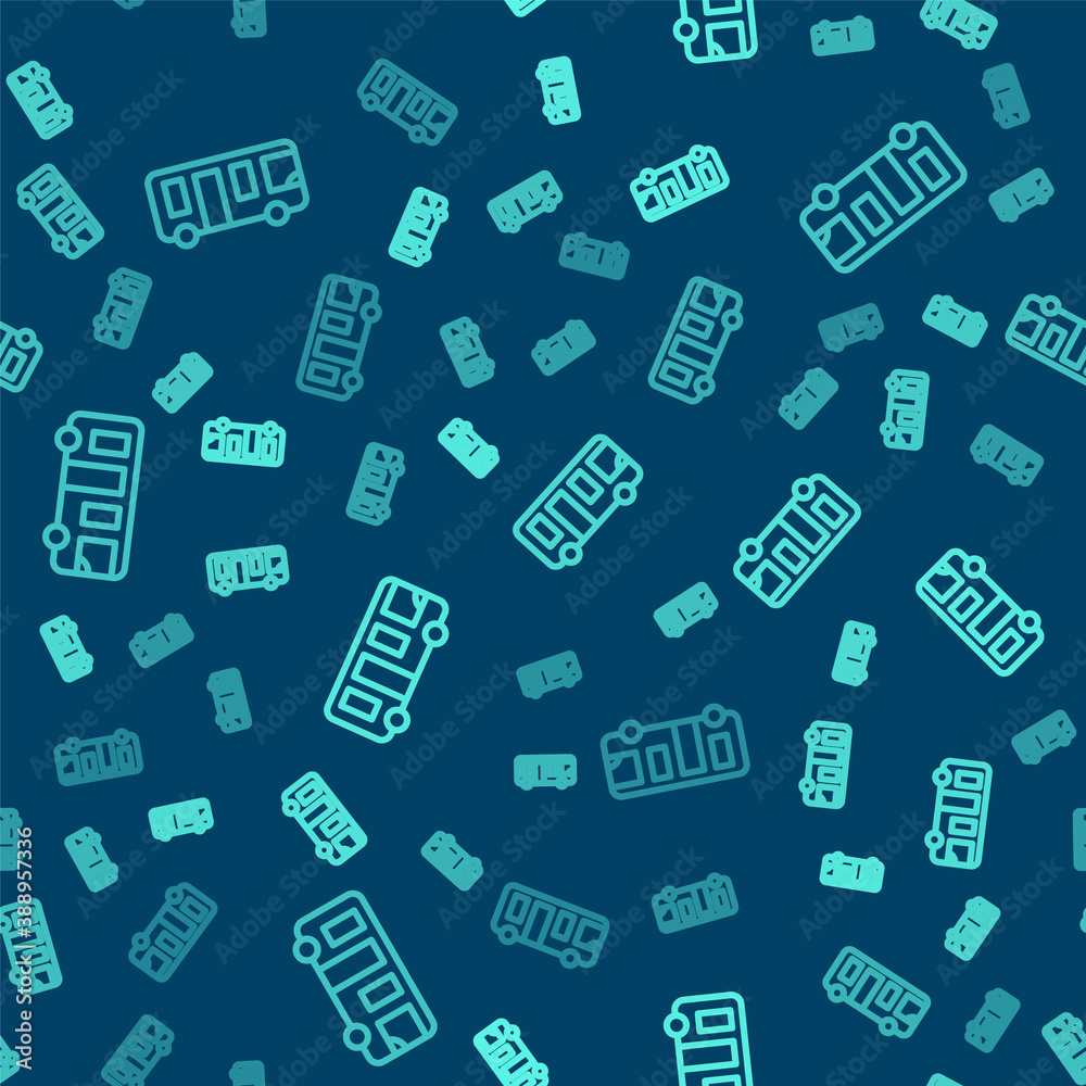 Green line Airport bus icon isolated seamless pattern on blue background. Vector. Green line Airport bus icon isolated seamless pattern on blue background. Vector.