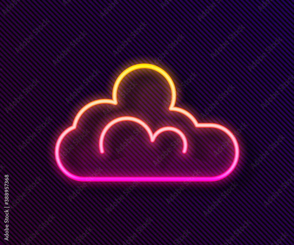Glowing neon line Cloud weather icon isolated on black background. Vector. Glowing neon line Cloud weather icon isolated on black background. Vector.