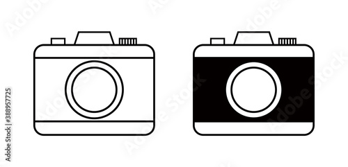 カメラのシンプルなアイコンのセット／写真／イラスト／シャッター／撮影／一眼レフ／デジカメ／マーク