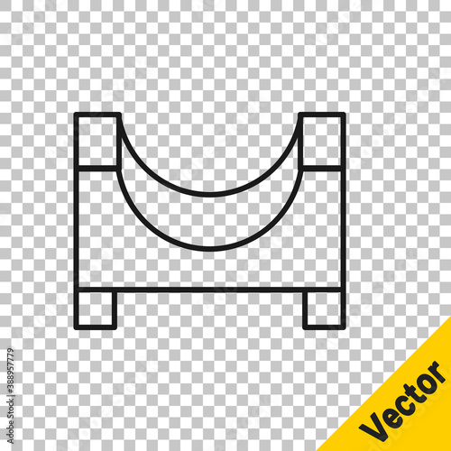 Black line Skate park icon isolated on transparent background. Set of ramp, roller, stairs for a skatepark. Extreme sport. Vector.