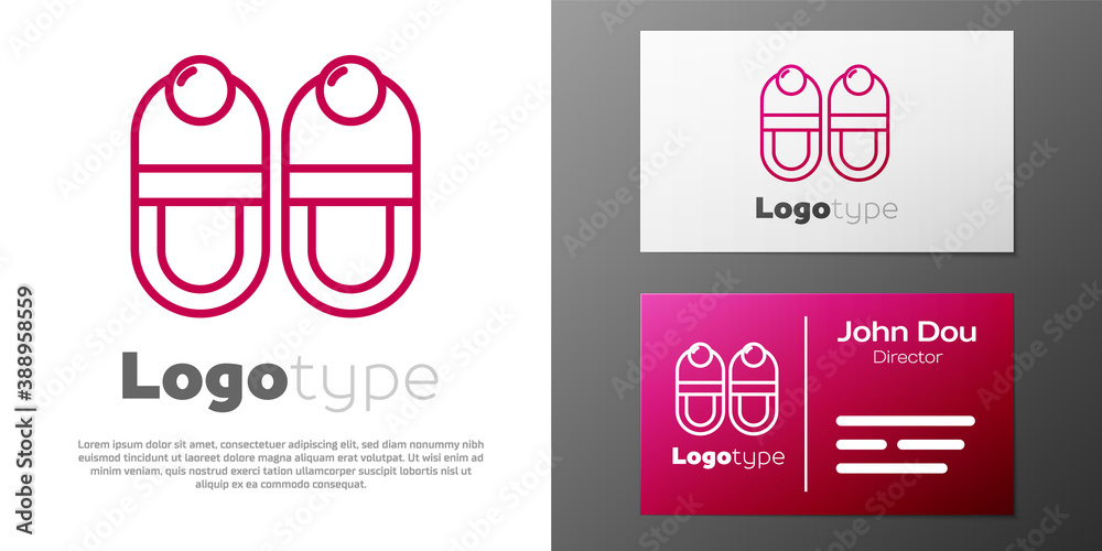 Logotype line Slippers icon isolated on white background. Flip flops sign. Logo design template element. Vector.