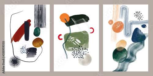 Abstraction. Painting. Pictorial postcards. Paint, brushstrokes, lines, spots. Paintings for the interior.