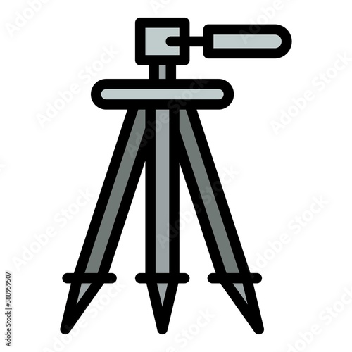 Camera tripod icon. Outline camera tripod vector icon for web design isolated on white background