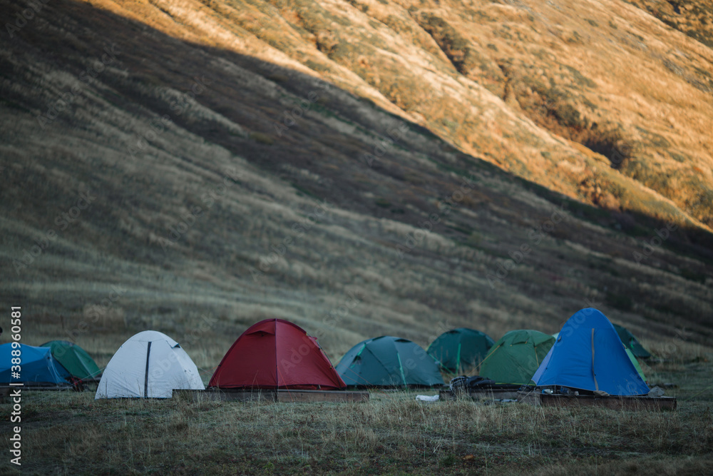 tent camp in the mountains