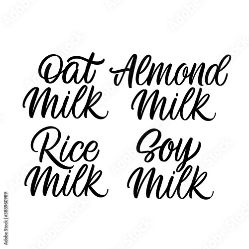 Hand lettered set. Plant milks. it's winter time.Perfect design for greeting cards, posters, T-shirts, banners, print invitations.