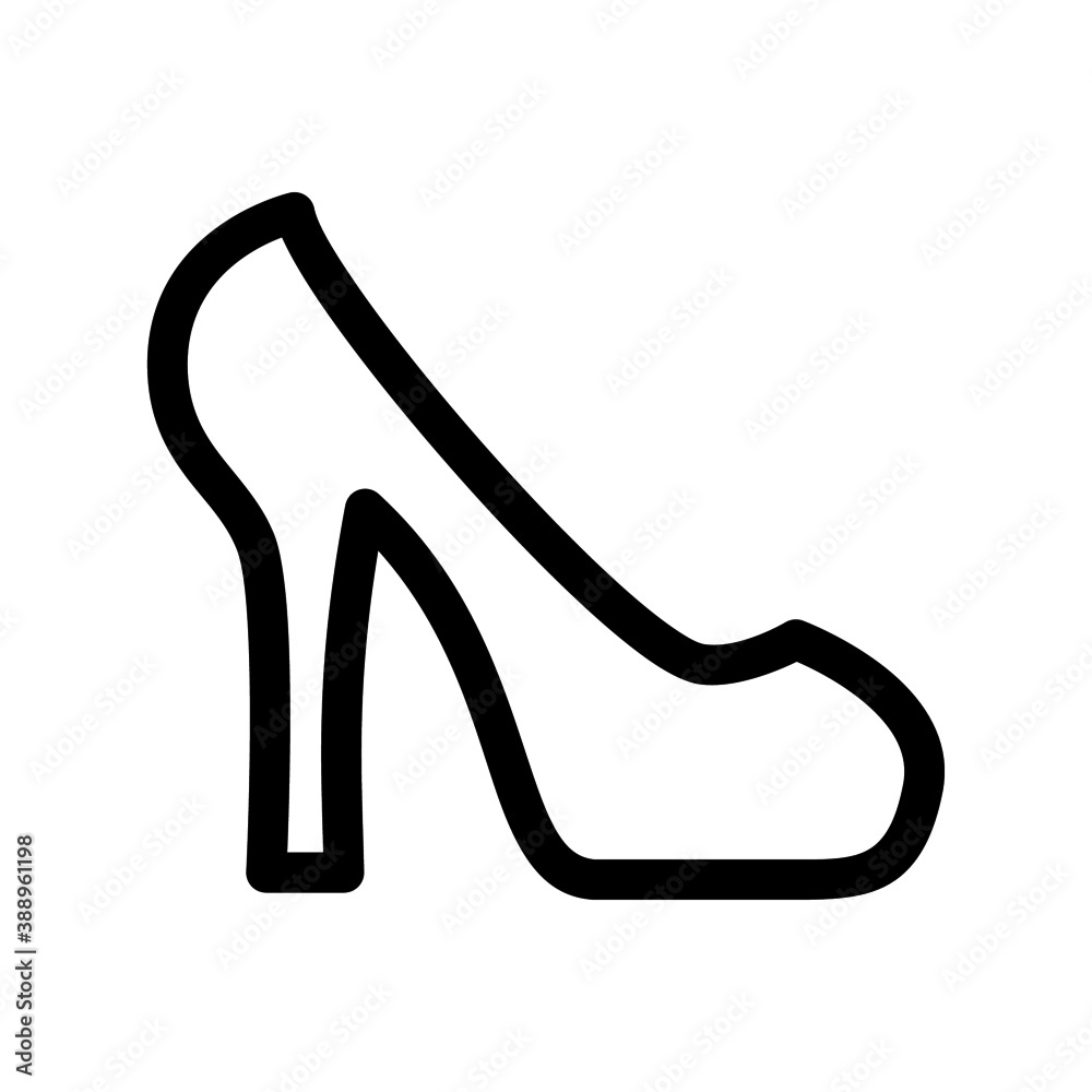 Vector flat style illustration of high heel shoe sexy line icon isolated on white background Vector flat style illustration of high heel shoe sexy line icon isolated on white background