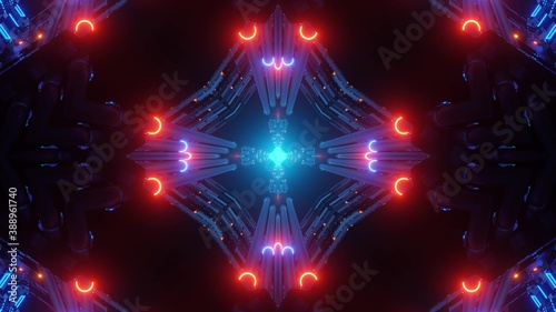 abstract technical pipes 3d lllustration vj loop concert visual with blue and orange energetic neon lights - a really cool background wallpaper