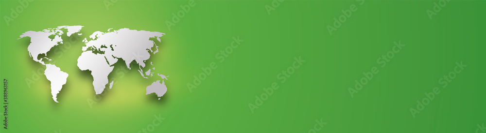 silver world map on green gradient background	
