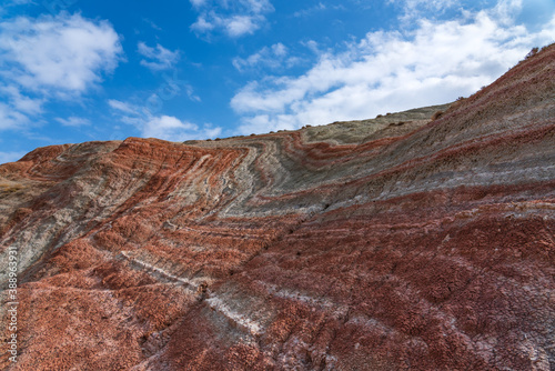 Striped red mountains landscape  beauty of nature