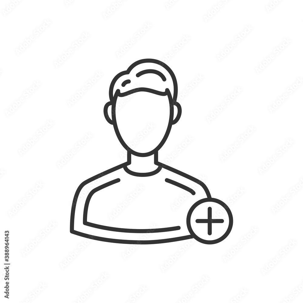 Add user male line icon. Vector black icon. Add user male line icon. Vector black icon.