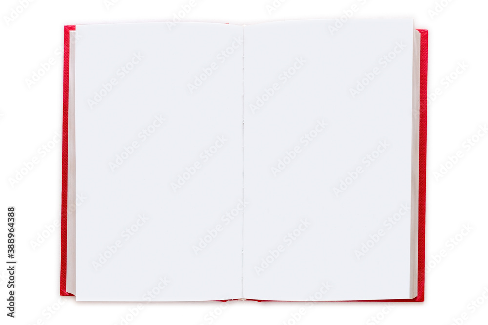 open red hardcover book with blank pages isolated on white background template mockup open red hardcover book with blank pages isolated on white background template mockup