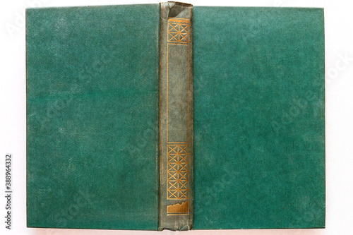 green hardback book close up isolated on white background mockup