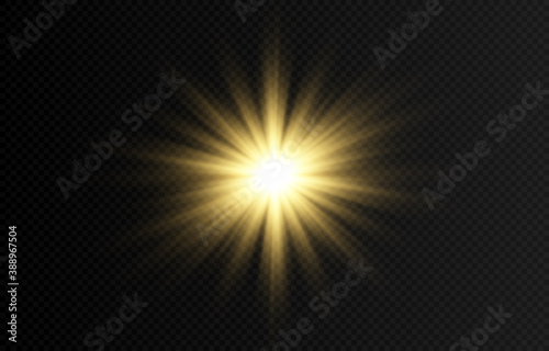 Vector flash of light. Golden light. light png. Sun, sun rays. PNG flash, golden flash. Christmas.