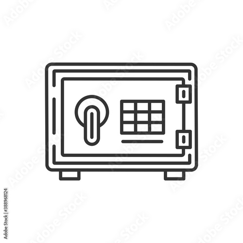 Security bank metal safe in trendy flat style isolated. Vector black icon.