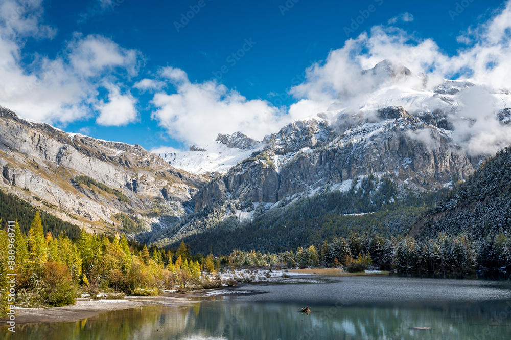 Lac de Derborence in autumn in Valais