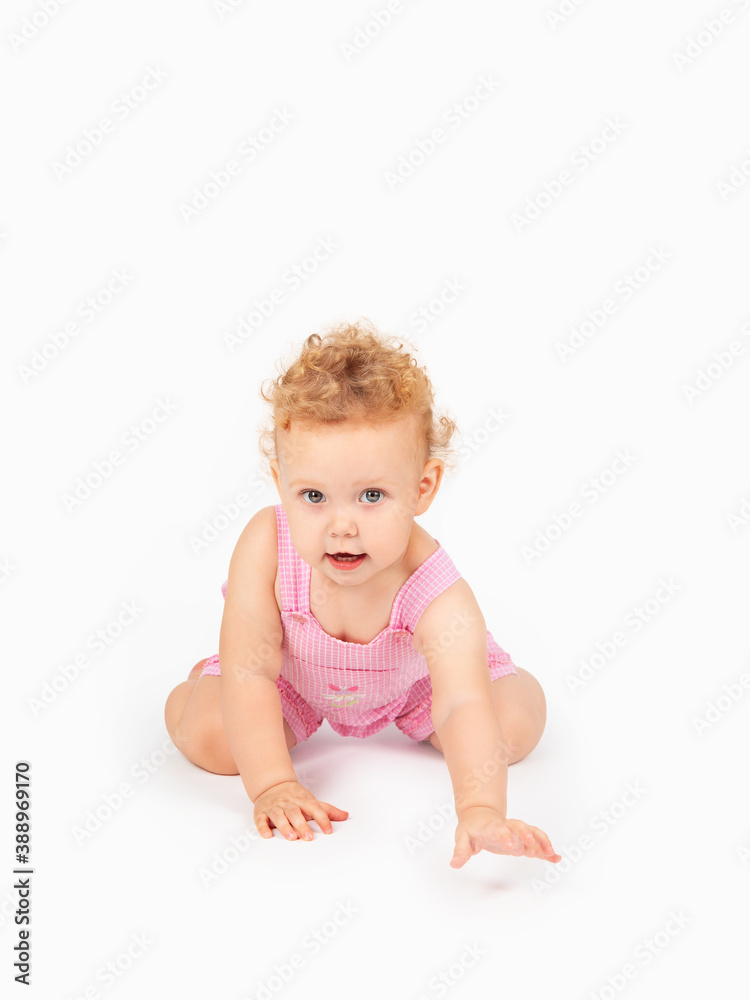 little girl with curly hair on a light background little girl with curly hair on a light background