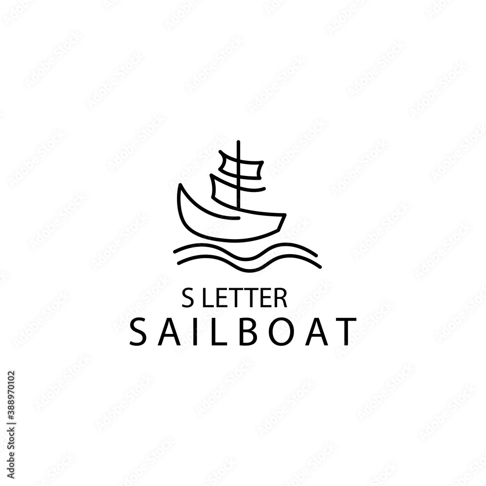 sailboat logo illustration of initial s design  vector template