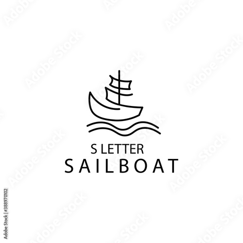sailboat logo illustration of initial s design  vector template
