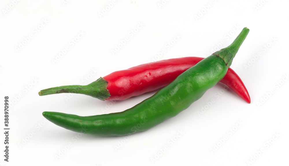 Chili peppers on a white background