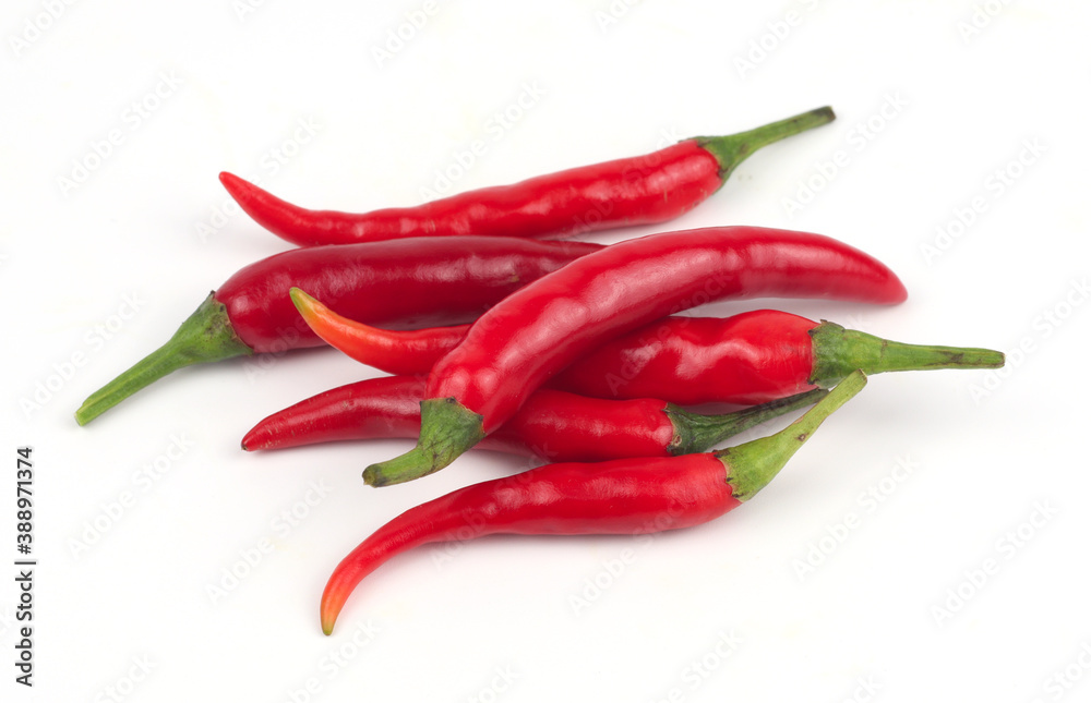 Chili peppers on a white background