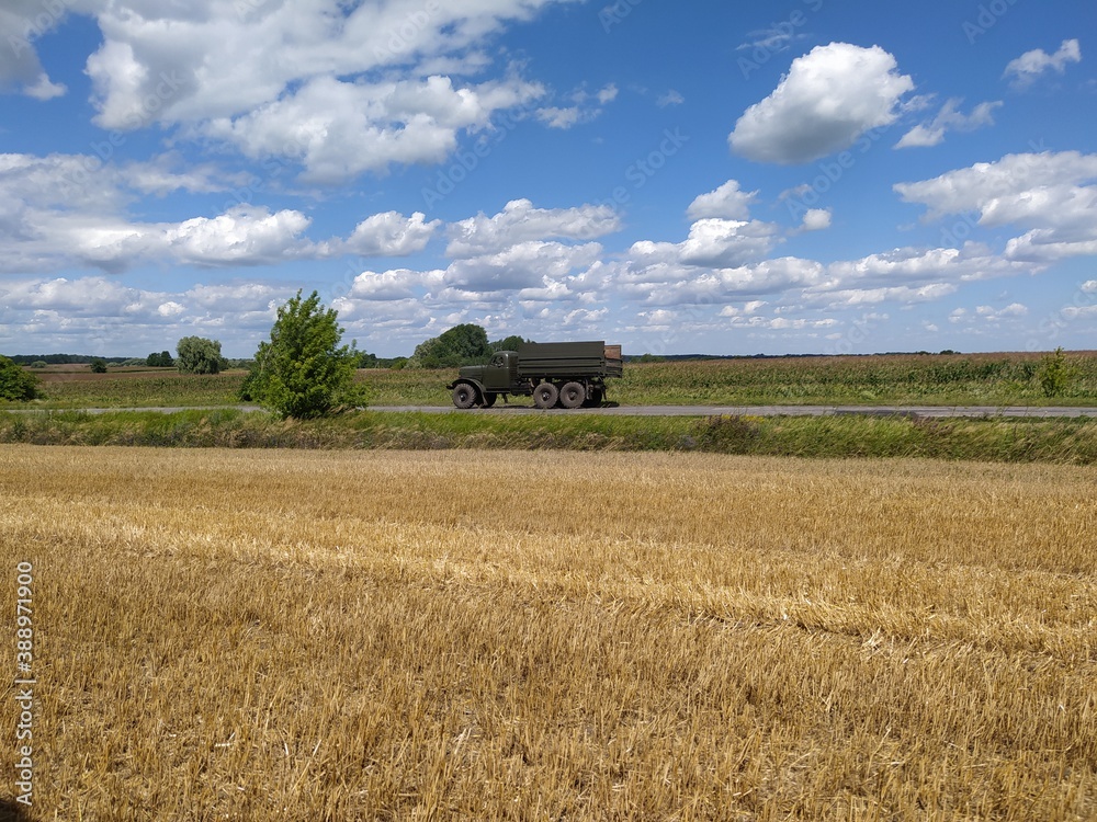 Fototapeta premium combine harvester working on a field