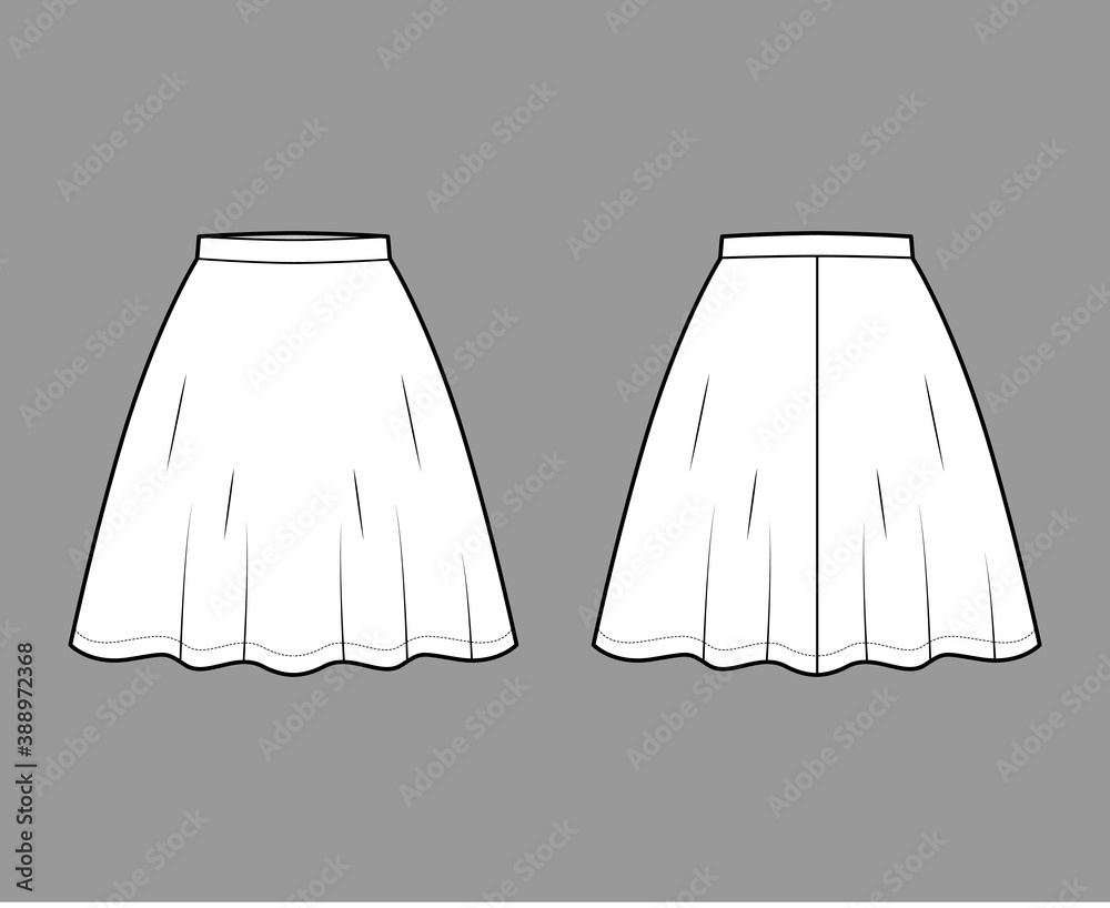 Skirt Fashion Flat Sketch Template Stock Vector (Royalty Free) 1664982730 |  Shutterstock