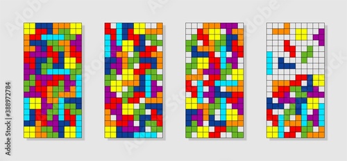 Toy for children. Multi-colored Tetris. vector graphite