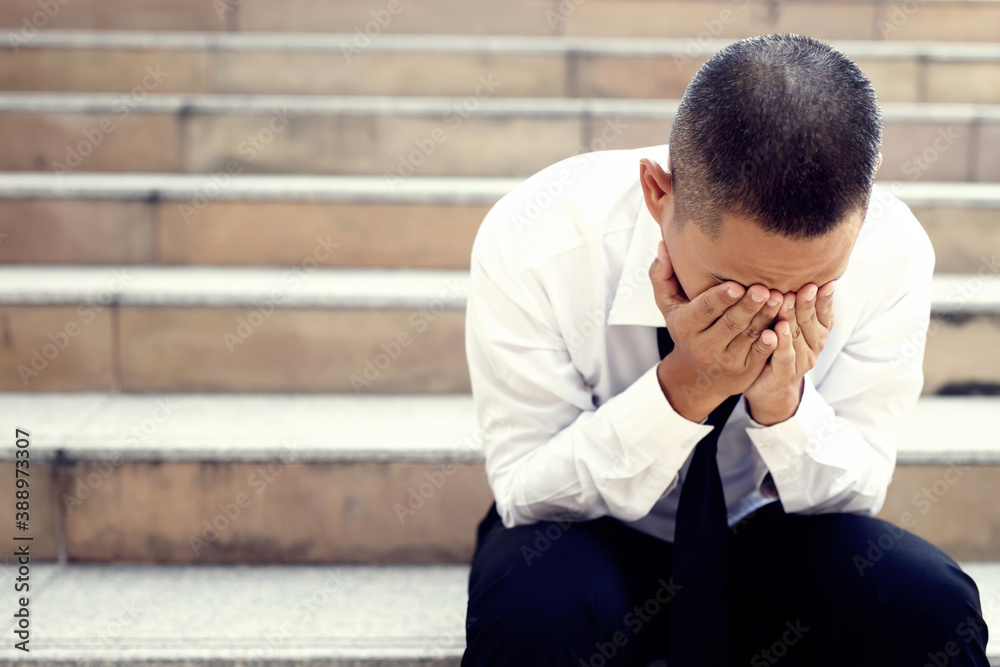 Unemployed people sad man crisis despair and stress people compression in office feel can't make decision jobless or depression situation cause mental problems concept. Unemployed people sad man crisis despair and stress people compression in office feel can't make decision jobless or depression situation cause mental problems concept.