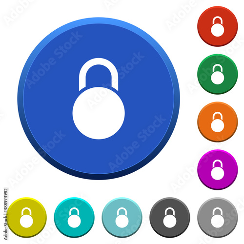 Locked round padlock beveled buttons