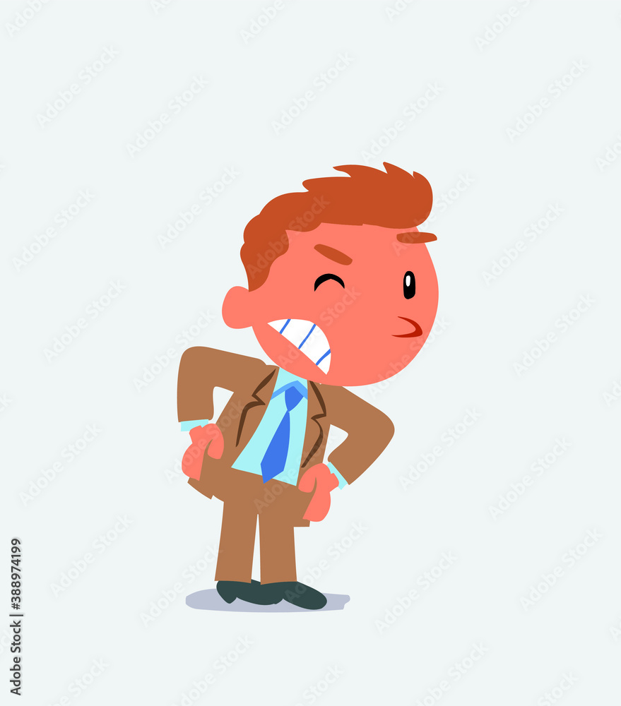 cartoon character of businessman suspecting something wrong