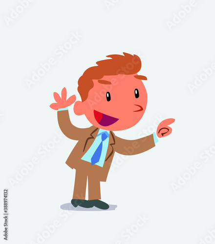 cartoon character of businessman pointing while arguing