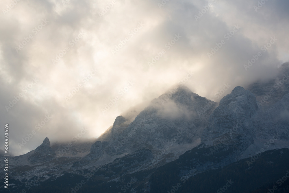 View from Vrsic Pass, Trenta, Soca Valley, Julian Alps, Triglav National Park, Slovenia, Europe