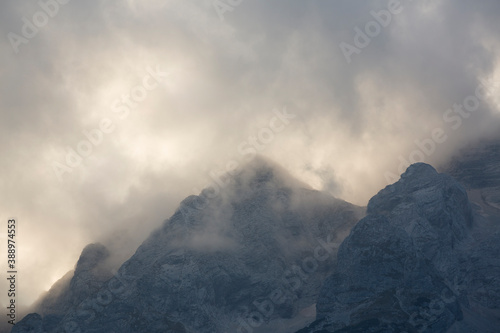 View from Vrsic Pass, Trenta, Soca Valley, Julian Alps, Triglav National Park, Slovenia, Europe