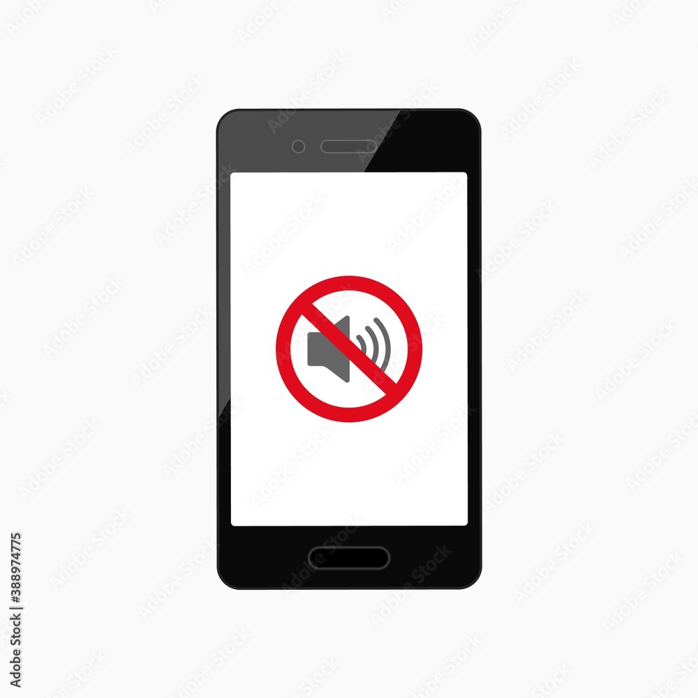 Sound off icon on realistic smartphone. No speaker, No sound icon. Silent mode icon. Vector Sound off icon on realistic smartphone. No speaker, No sound icon. Silent mode icon. Vector