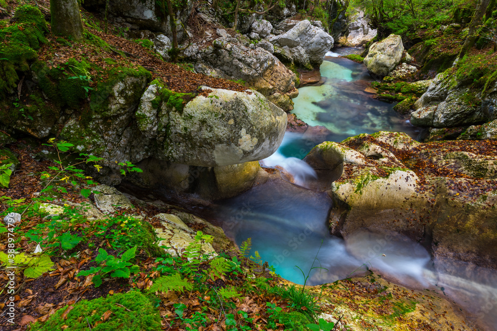 Great Soca Gorge, Soca river, Lepena Valley, Julian Alps, Municipality of Bovec, Slovenia, Europe Great Soca Gorge, Soca river, Lepena Valley, Julian Alps, Municipality of Bovec, Slovenia, Europe