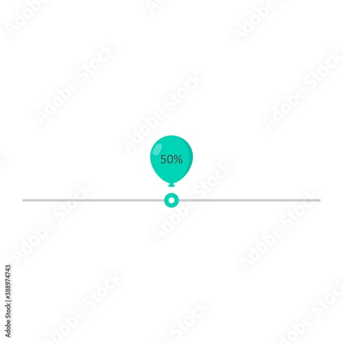 Line slider bar with percent. Balloon icon. Scroll bar concept. Vector