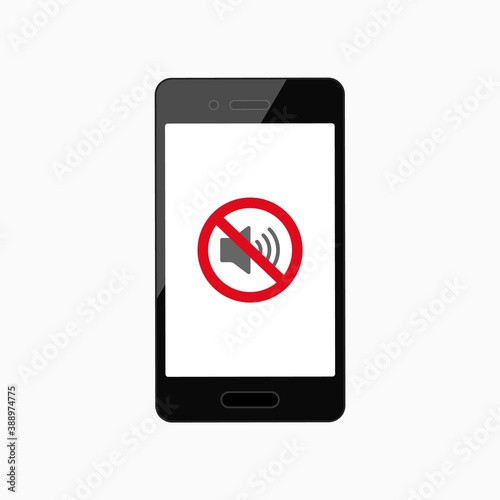 Sound off icon on realistic smartphone. No speaker, No sound icon. Silent mode icon. Vector