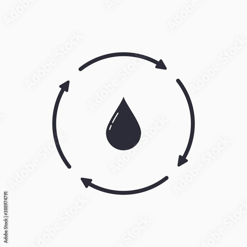 Water balance concept. Drop icon with arrow. Water level. Circulating water. Vector