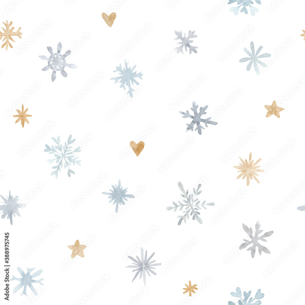 Seamless pattern. Watercolor snowflakes Seamless pattern. Watercolor snowflakes