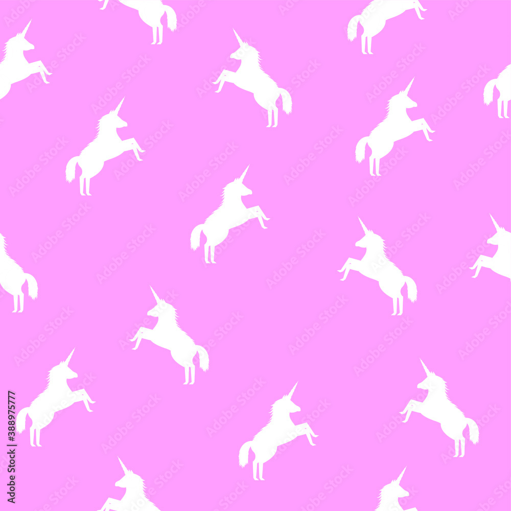 Abstract Seamless Pattern Pink Background With Unicorn Design Vector Style