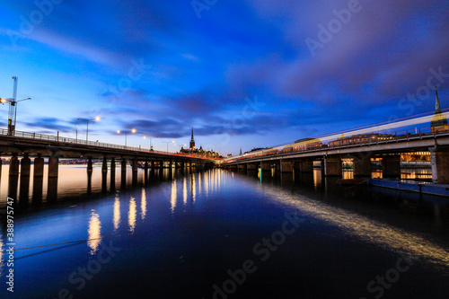 Stockholm  Sweden Road and subway bridges at Slussen leading to Gamla Stan or old town