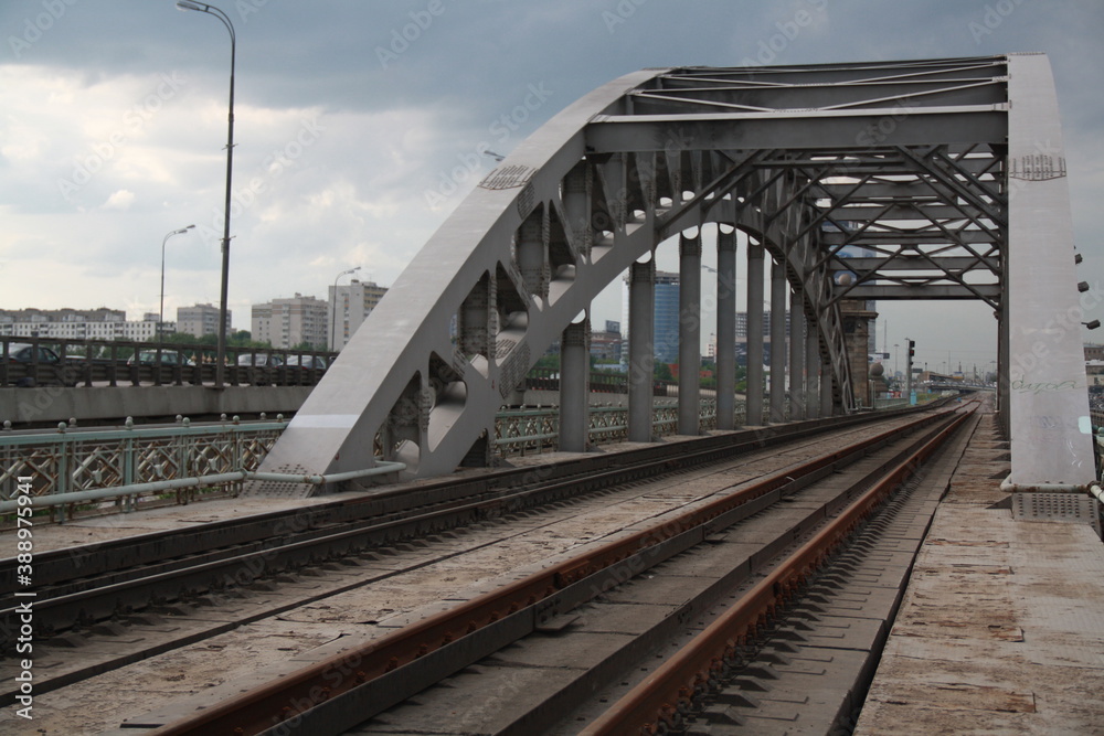 railway bridge over the river in town