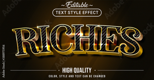 Editable text style effect - Luxury riches theme style.
