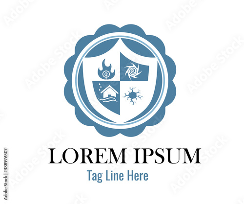Various natural disaster management icon based logo vector illustration with dummy text, for NGO or non-governmental organization industry.