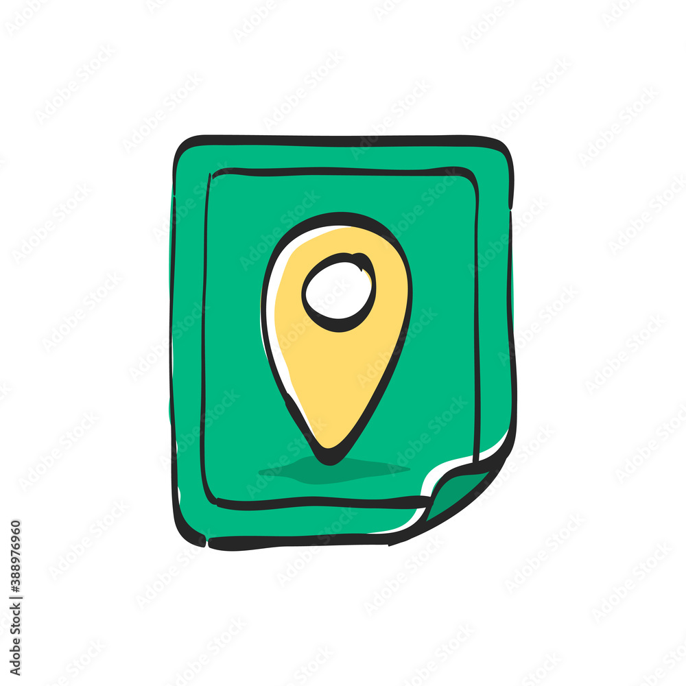 Map icon in color drawing. Location info GPS Map icon in color drawing. Location info GPS