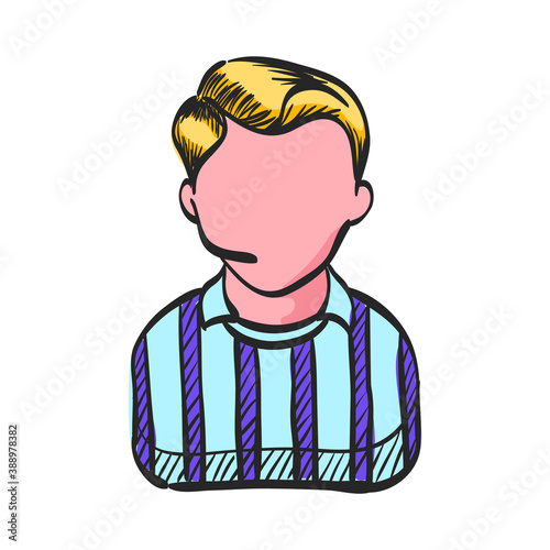 Referee avatar icon in color drawing. Sport football soccer competition game match judge