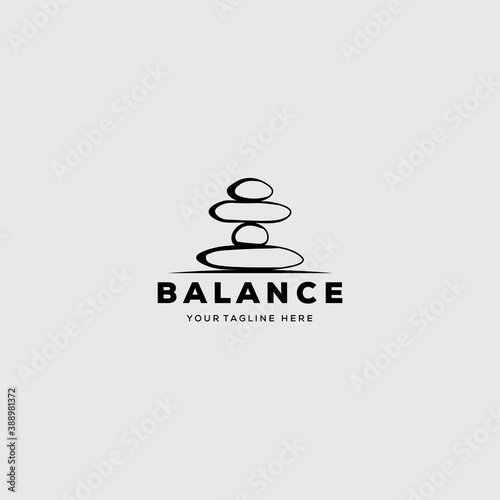 Balance wellness yoga stone logo vector illustration design