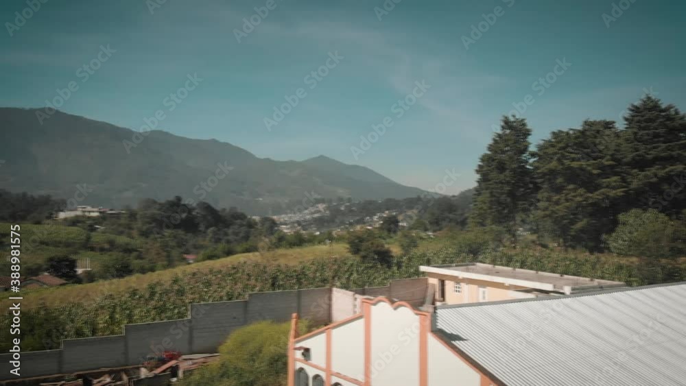 Drone flying around small town in Guatemala Drone flying around small town in Guatemala